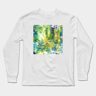 Sparks of gold on the water, sparkle, water, gold, shine, sun, turquoise, aqua, color, abstract, navy, blue, pebbles, river, reflection, summer, adventure, nature, beach, sea, ocean, Long Sleeve T-Shirt